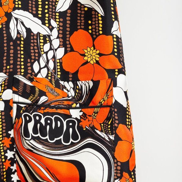 Prada 2018 Orange Silk Hawaiian Print Bowling Shirt - Picture 7 of 15